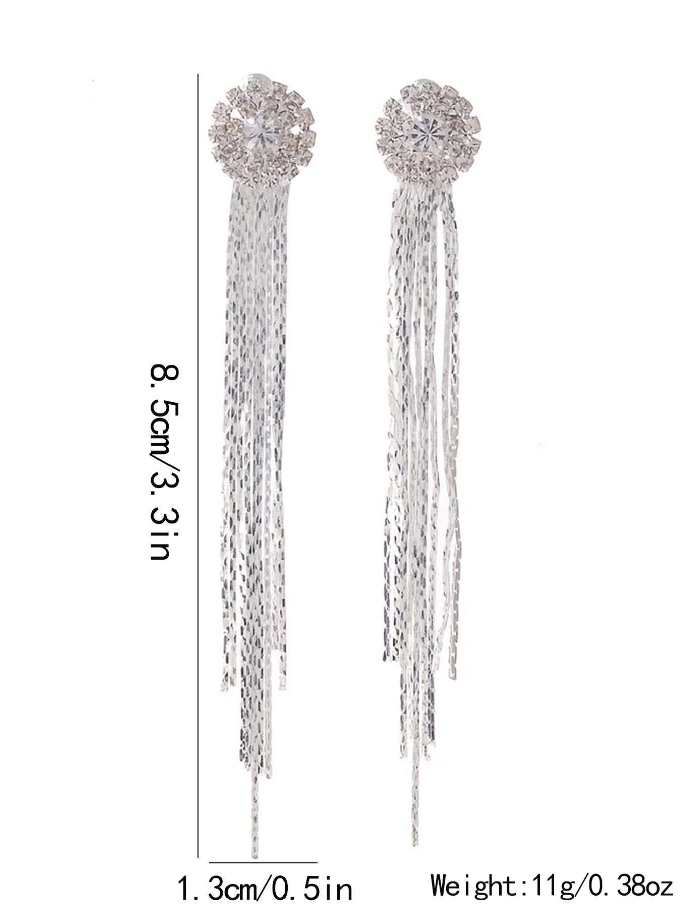 Elegant Rhinestone Wedding Tassel Earrings, Unique Women's Evening Party Jewelry, Stylish Ear Rings for Special Occasions