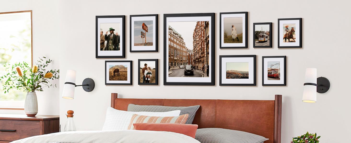 5-Pack Rectangular Black 4x6 Picture Frames, Wall or Tabletop Display, Holds 3.5x5 Photos with Mat or 4x6 Without, Modern Classic Home Decor Gallery Wall Set
