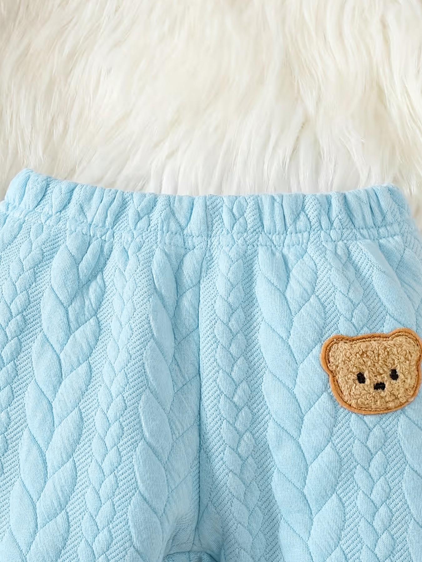 Baby Two-Piece Baseball Set, Cute Bear Embroidery, Soft Comfortable, Spring & Fall, Casual Loose-Fit, Home & Baby Clothing