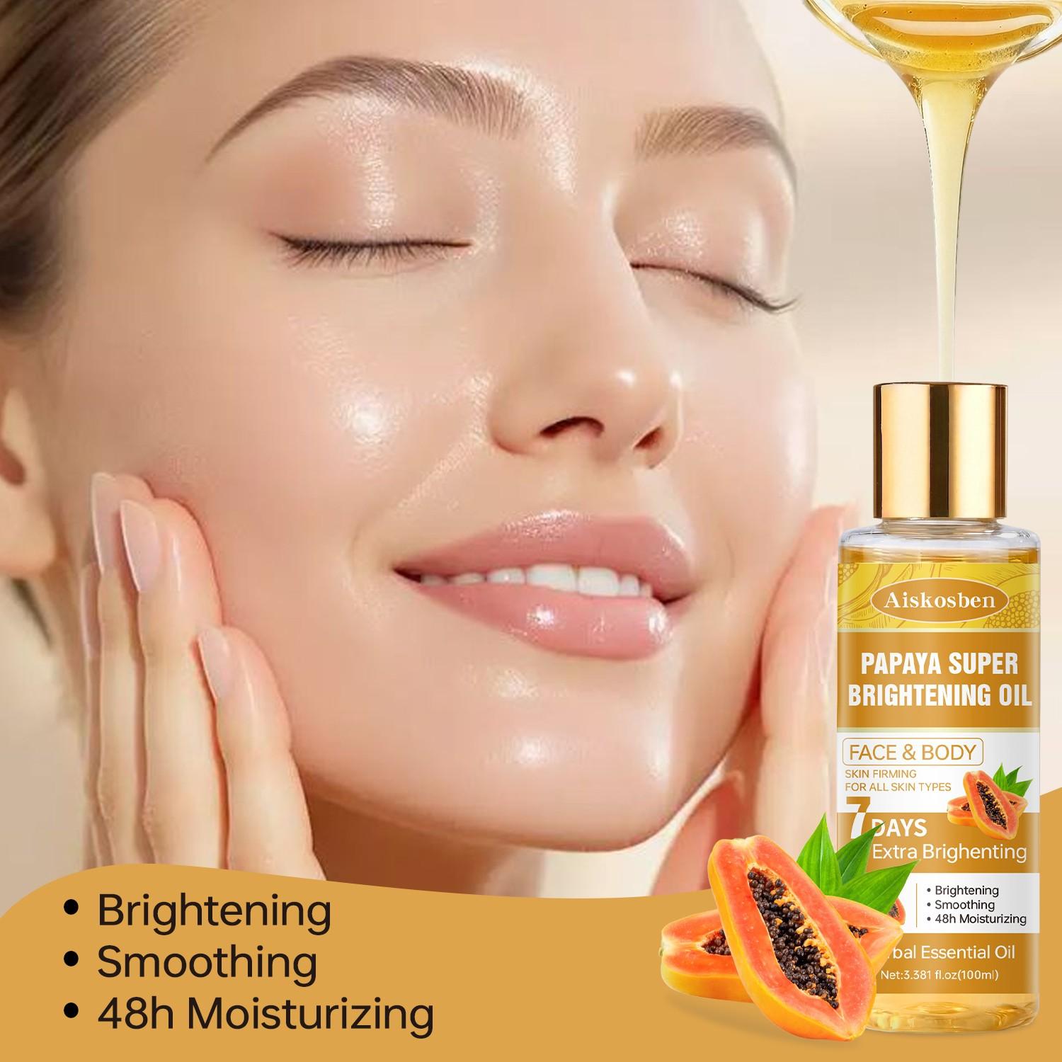 Aiskosben Papaya Firming Brightening Moisturizing Essence Oil, Contains Retinol + Vitamin C, Improves Fine Lines, Hydrates 48 Hours, Advanced Face Serum Brightening Serums, Brightening Anti Aging, Anti Wrinkle Essence, 100ML