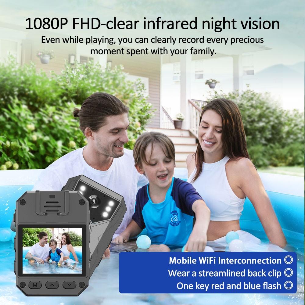 1080P WiFi Body Camera, WiFi Pocket Camera, Multifunction HD Recorder, Mini Security Camera Camcorder with Night Vision & Real-Time Sync, 1800mAh Battery & TF Card Slot, Hands-Free Clip On Recorder for Travel Vloggers, Portable Evidence Recorder