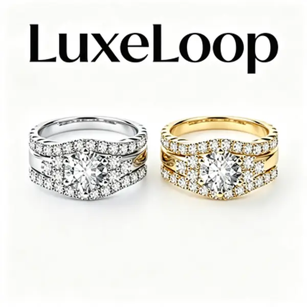 LuxeLoop Timeless Embrace 2ct Bridal Ring Set, Triple Stackable Engagement Promise Wedding Rings, Synthetic Moissanite Copper Band Solitaire Stacking Jewelry