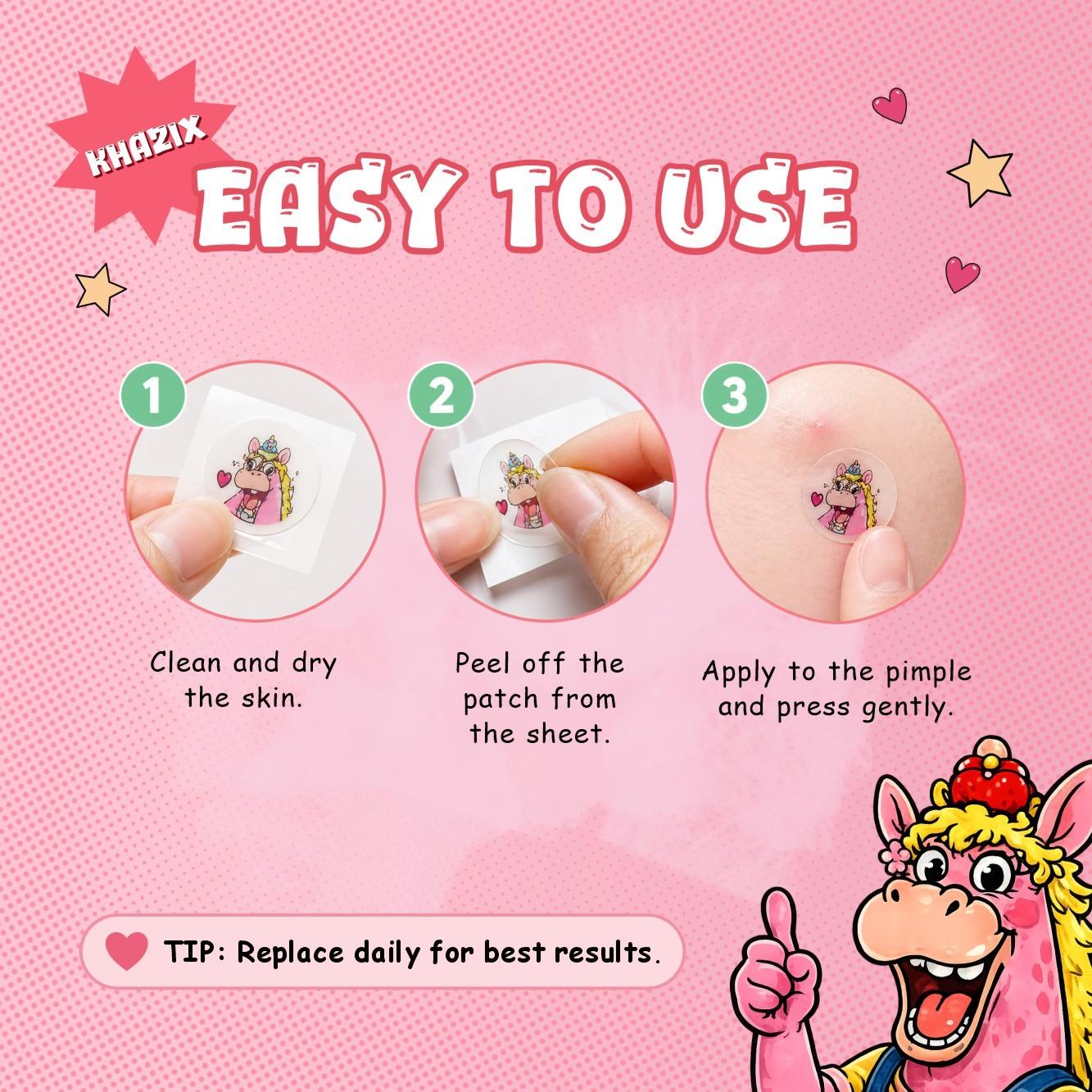 Cute Pimple Patch, Non-Irritating Makeup Covering Patch, Breathable, Daily Facial Care, Portable, Travel & Party Essential