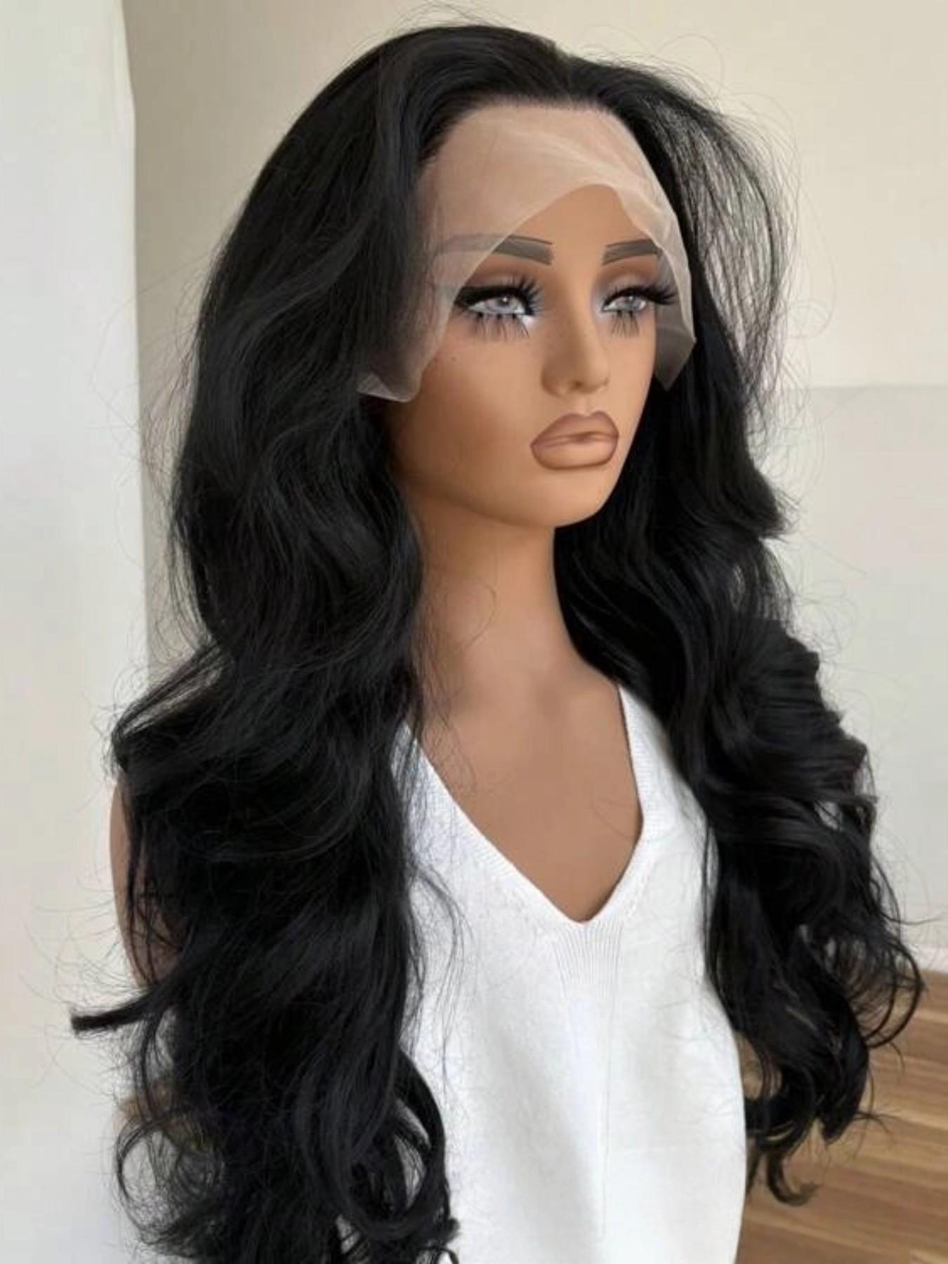 Long Wavy Synthetic Wig with Curtain Bangs, Heat-Resistant Fiber, Ideal for Cosplay, Parties, Stage Performances, Weddings, Synthetic Bodywave Wig