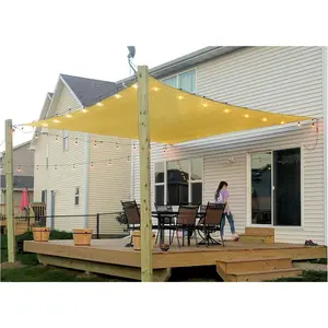 Patio Sun Shade Sail Canopy, 6' x 8' Rectangle Shade Cloth UV Block Sunshade Fabric - Outdoor Cover Awning Shelter for Pergola Backyard Garden Yard (Sand Color)