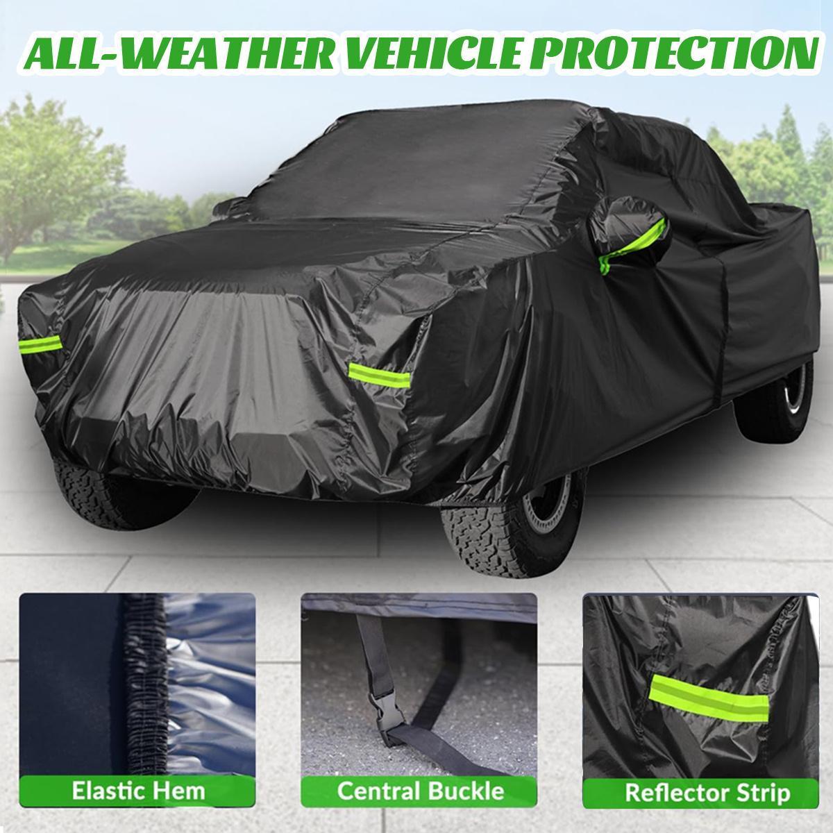 Weatherproof Car Cover with Reflective strip,Outdoor Full Coverage Heavy duty Thick Fabric (190t), Outdoor All Weather Windproof Scratch-Resistant,Heat-Resistant,Fits Various Cars,Dustproof UV protection car cover, Long-Term Outdoor Parking