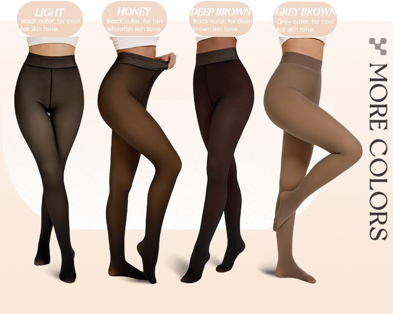 2-Pack (Same & Mixed Colors) Tournesol Fleece Lined Tights One-Lined Seams both front and back! Womenswear Size XS - 4XL Thermal Winter Basic Tights Leggings Thick Semi-Transparent Casual Underwear Pantyhose Closed Foot 001 Pack