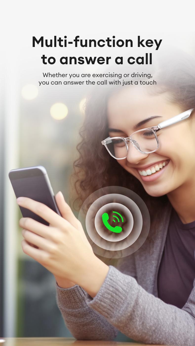 HYUNDAI C8 Pro AI Smart Glasses Wireless Headphone Smart Glasses For Listening To Music & Calling, Support Languages Bluetooth Translation Audio & Video Call Translation Glasses for Women & Men