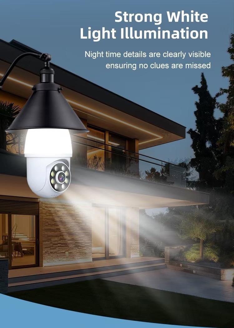 Light Bulb Security Camera with LED Flood Light 1080P, 2.4GHz Wireless WiFi Light Socket Security Cameras, 355° Pan/Tilt Smart Lightbulb Cam Human Motion Detection Alarm Colour Night Vision Works with Alexa