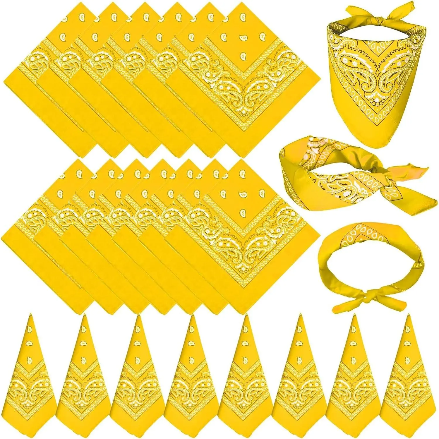 24 Pack Paisley Bandanas Bulk - Unisex Cowboy Head Scarf Necktie Face Cover(Gift)