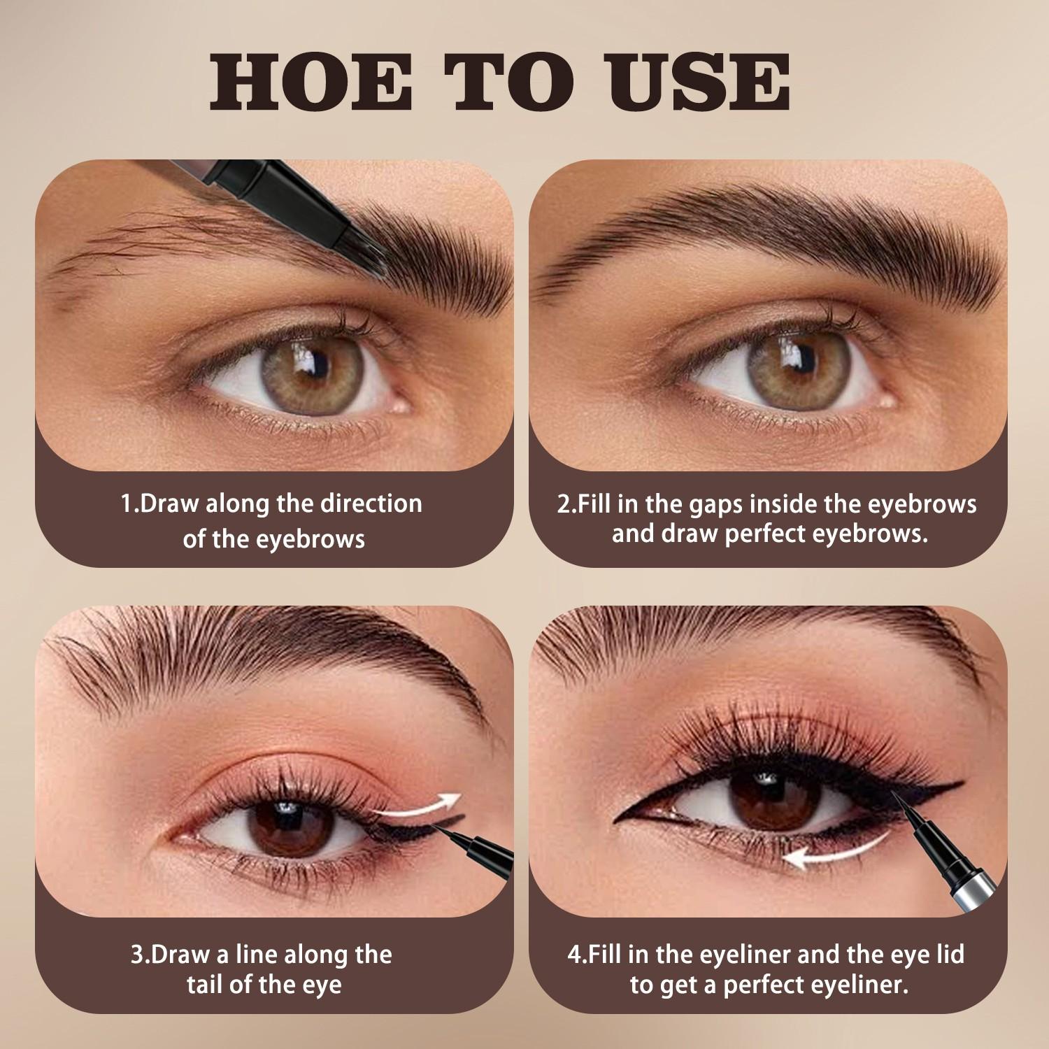 Double-Ended Eyebrow Pencil Set, Instant Root Coverage & Edge Control, Waterproof Sweatproof Long-Lasting Makeup Tool, Cosmetic