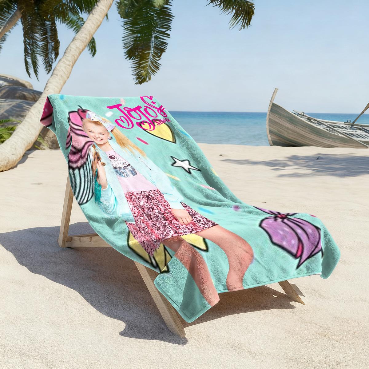 JoJo Siwa design  beach towel, soft texture, beach blanket, is a soft and lightweight sand blanket for travel, swimming pool, surfing, yoga, camping, travel towels, personalized towels. Is Christmas, Holidays, Birthdays, Halloween