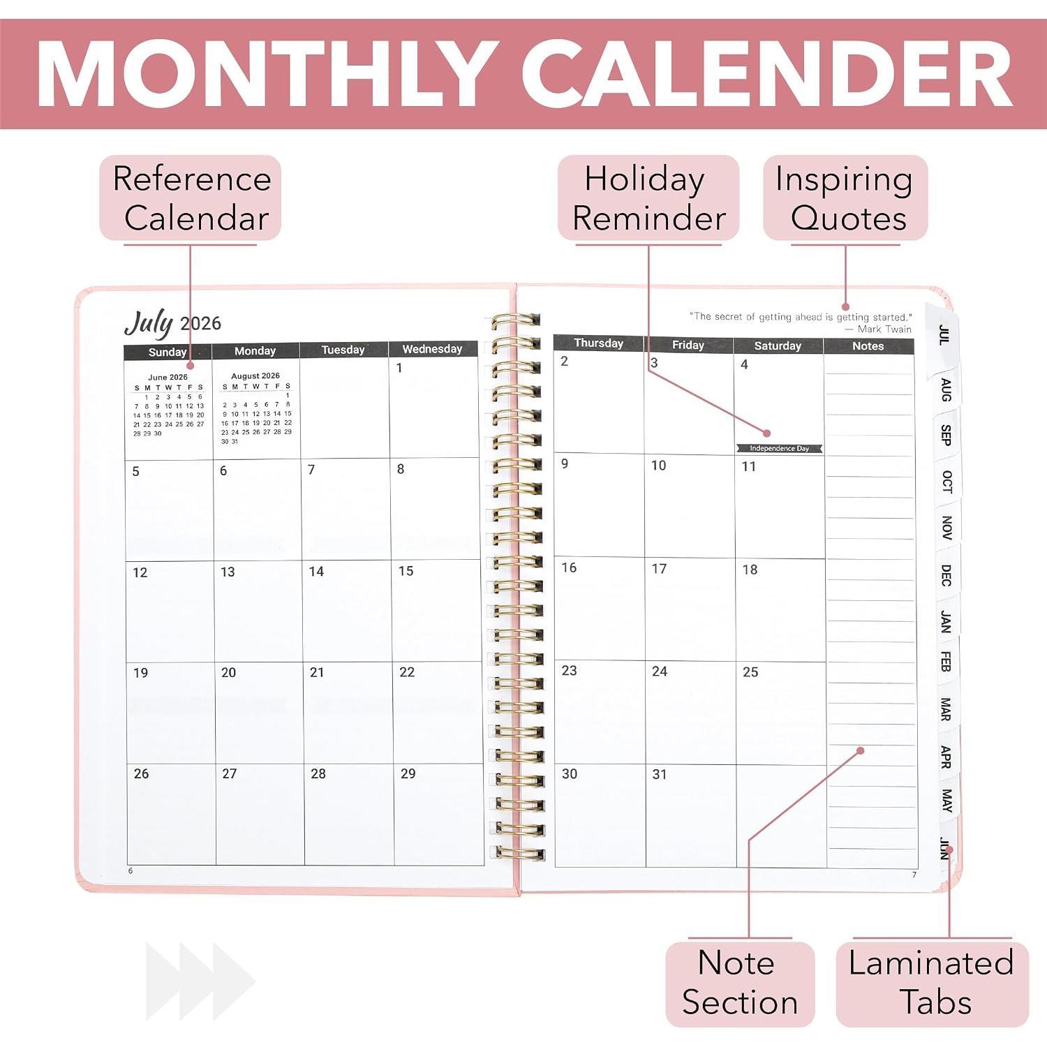 - Planner 2026-2027, A5 (6.2" x 8.5"), July 2026 - June 2027 | Academic Year Monthly and Weekly Calendar Planner with Laminated Tabs, Planning Agenda Book for School & Office Supplies