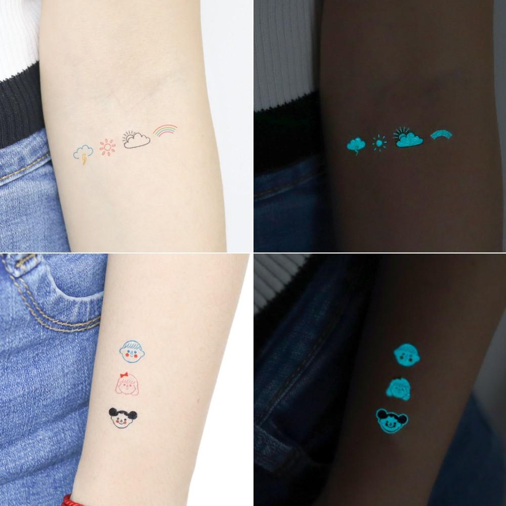 12 Pcs Glow-in-the-Dark Temporary Tattoos | Waterproof Y2K Finger Tattoos, Moon Star Wing Butterfly Flower Designs, Long Lasting 2-5 Days, Body Decorations for Music Festivals, Parties, Prom & Holidays