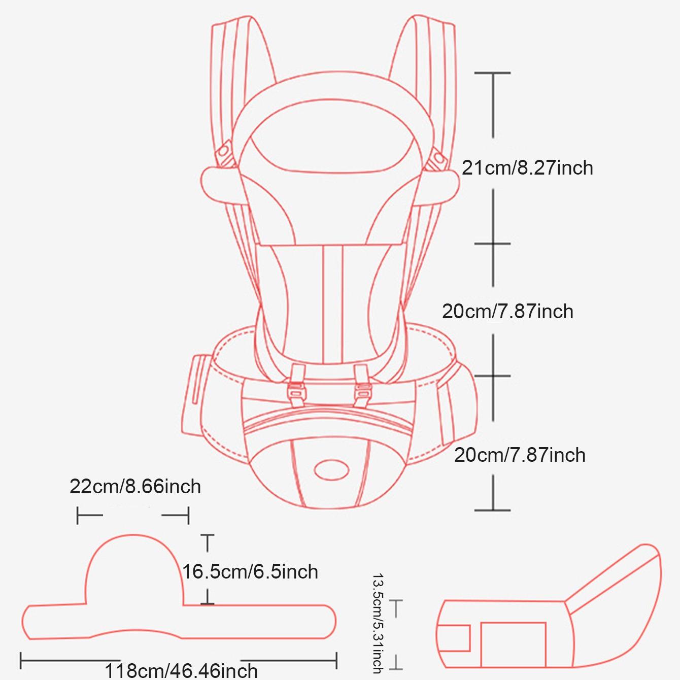 Multifunctional Baby Carrier with Waist Stool, Adjustable Front Carry Sling for Infants, Kangaroo Style Backpack for Newborns to Toddlers