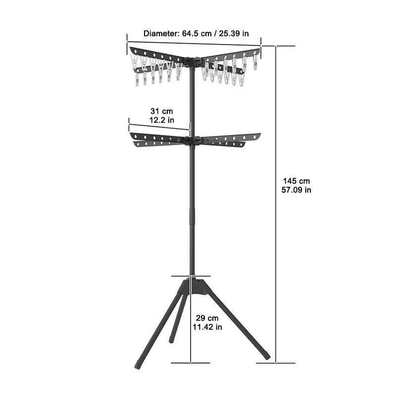 Multifunctional Floor Standing Clothes Rack, Foldable Drying Rack, Bedroom Balcony Laundry Storage Hanger, Powder Coated Steel Pipe, Durable, Clothes Hanging Rack