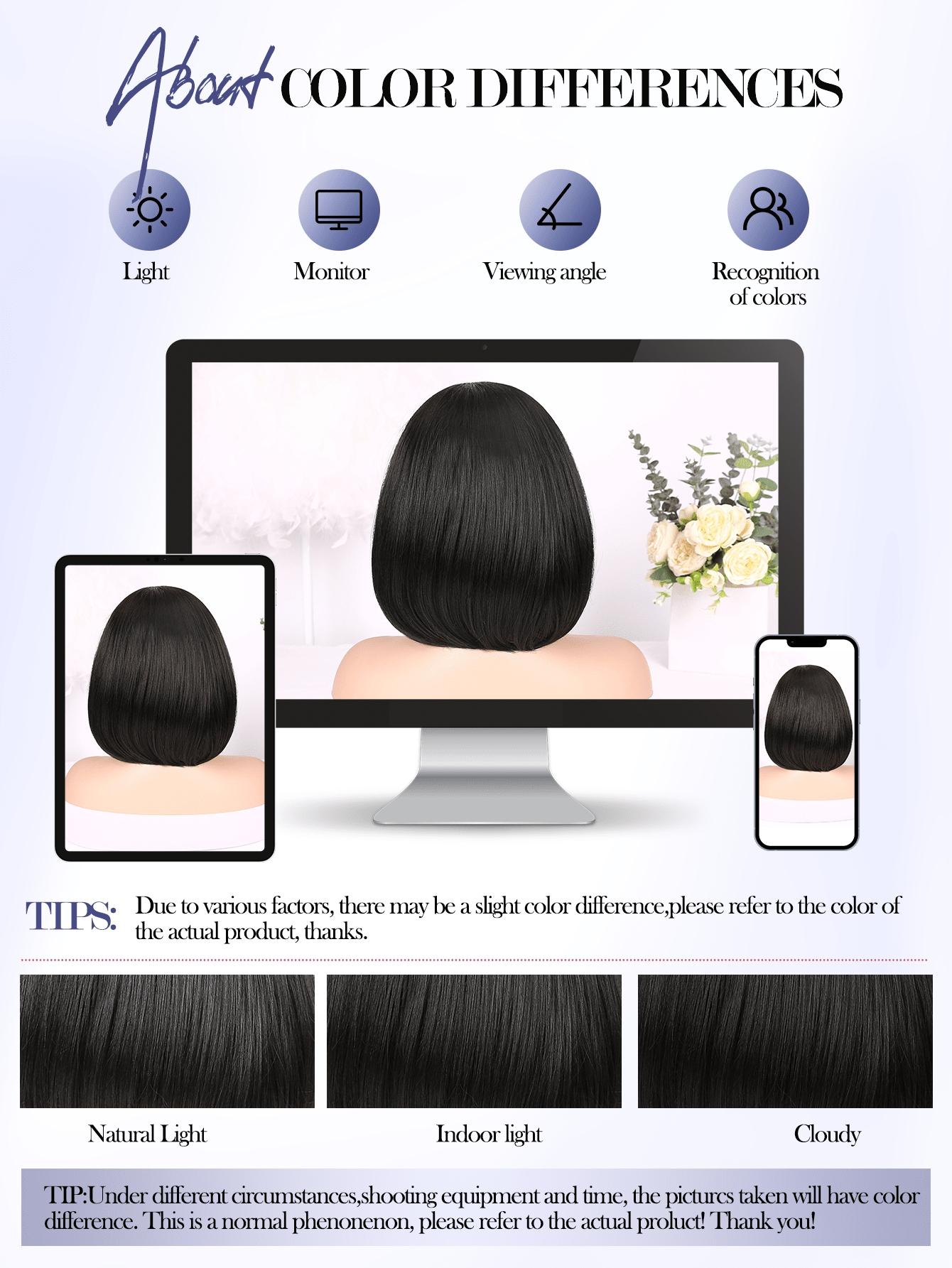 1 Pcs Short Bob Wig Bowl Cut Wig, Synthetic Wigs for Women, Daily Date Vacation Use, Ombre, All Seasons