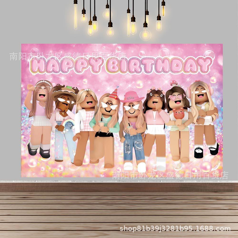 Hilloly Photography Background, Birthday Party Backdrop, Roblox Photo Background, Cartoon Party Decoration, Birthday Background