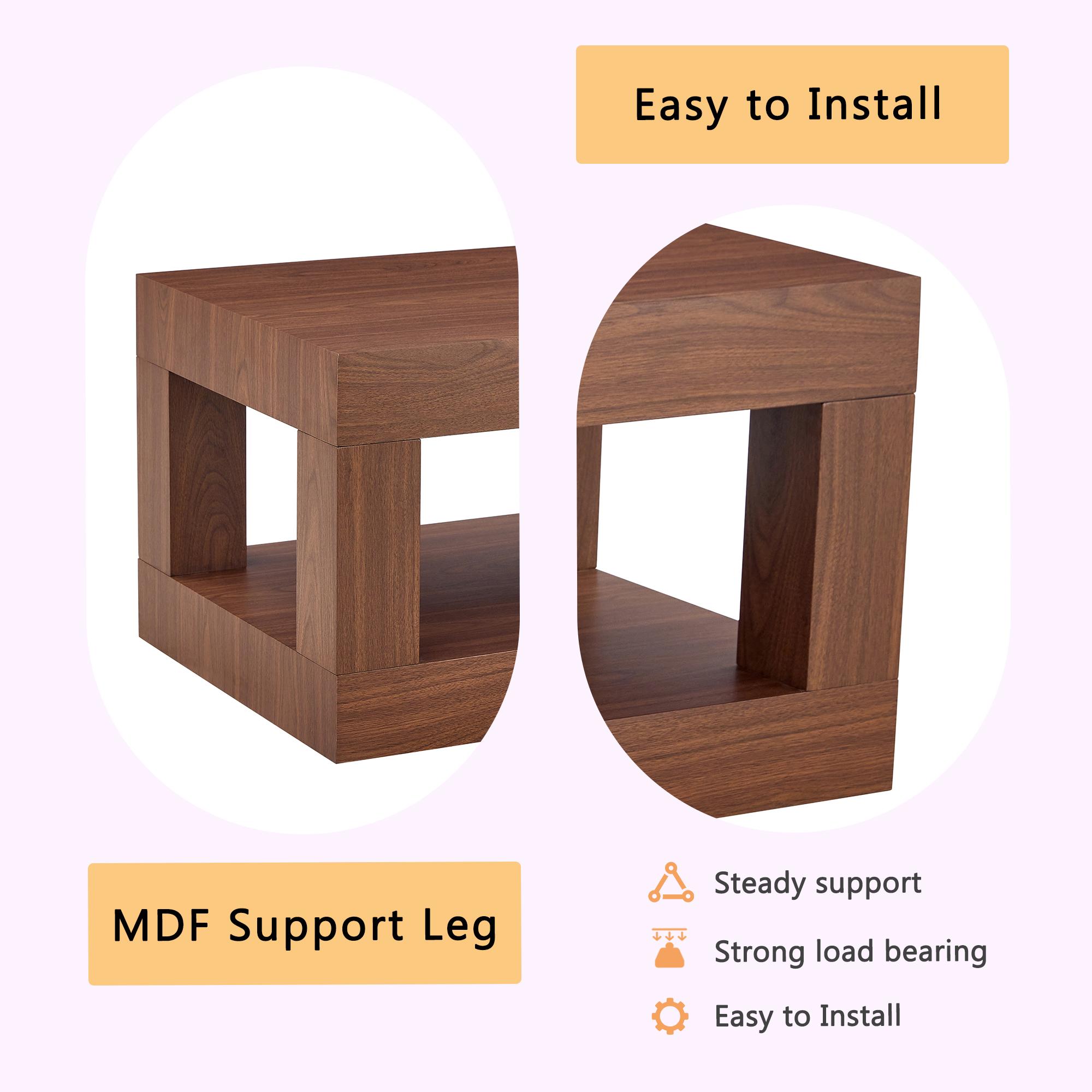 Modern 2-Tier Coffee Table for Living Room Furniture,Rectangular Center Table with Open Storage Shelf.The double layered coffee table is made of MDF material.Stable and Durable,Easy Assembly