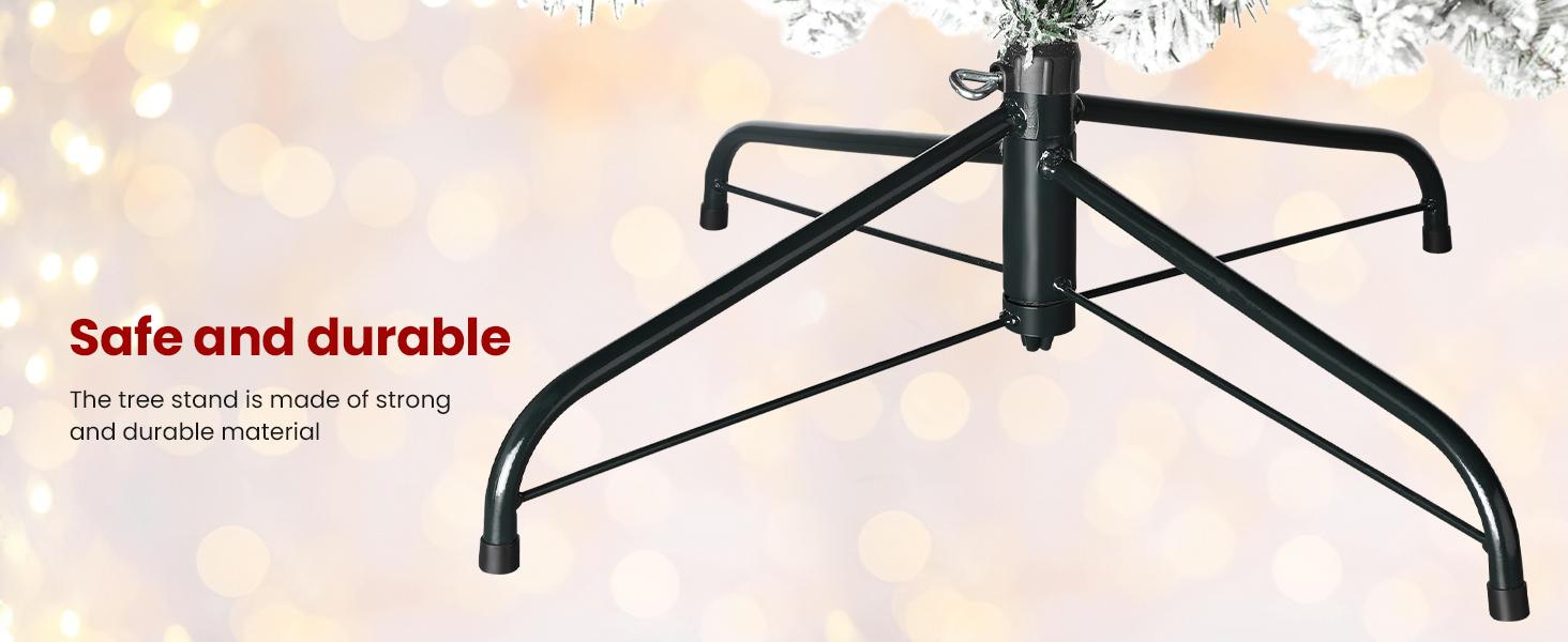 4/5/6/7.5/9FT Pre-Lit Snow Flocked Christmas Tree with Warm White Lights & Foldable Stand – Perfect for Holiday, Home & Party Decoration