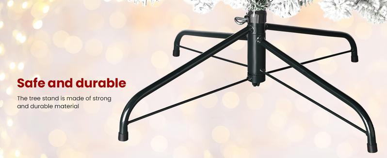 4/5/6/7.5/9FT Pre-Lit Snow Flocked Christmas Tree with Warm White Lights & Foldable Stand – Perfect for Holiday, Home & Party Decoration