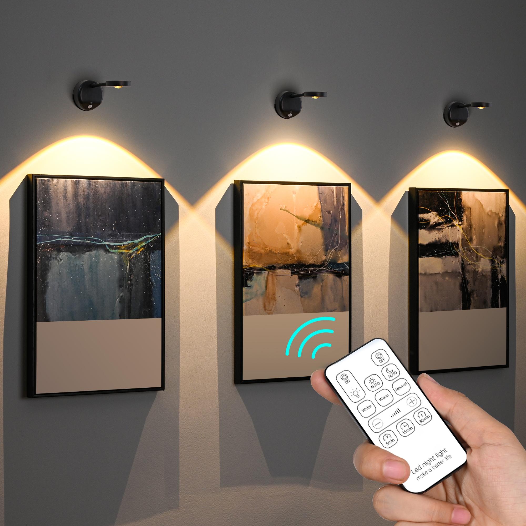 Rechargeable Motion Sensor LED Wall Light, Wireless Night Light, Battery Powered, Adjustable, Dimmable Wall Lamp, Wall Mount, No Wiring Needed, Home Decor