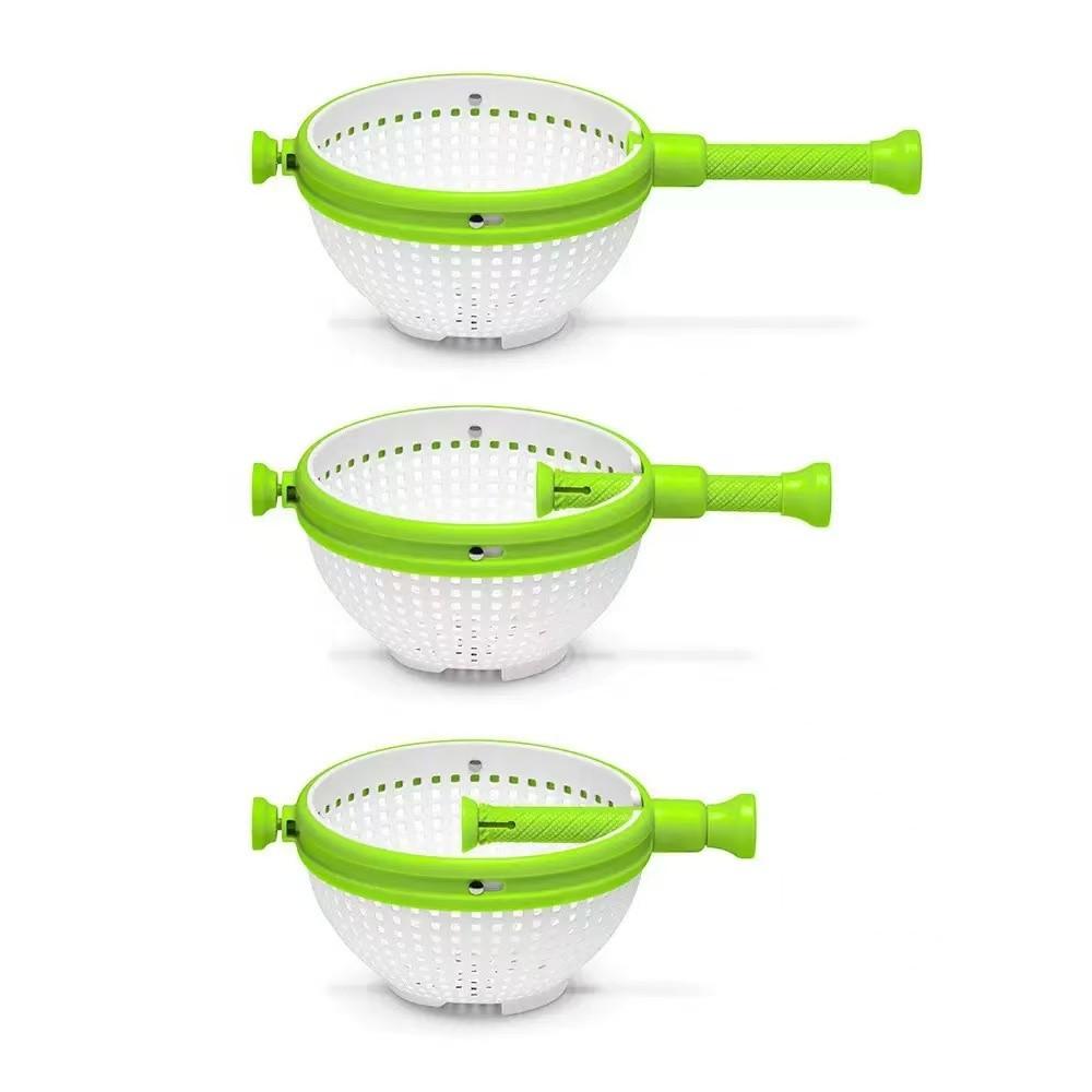 Rotating Salad Spinner, Kitchen Vegetable Washer Centrifugal Drain Basket, 2-In-1 Foldable Salad Dryer Strainer/filtration Bowl