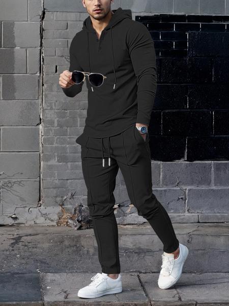 Essential Waffle Hoodie & Pants Combo | Men's Quick-Dry Lounge Set | Versatile Monochrome Design | #DadFriendly #LowEffortLook