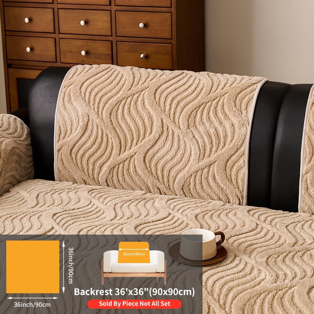 Solid Color Plush Sofa Cushion Cover, Sofa Couch Covers, 1 Count Modern Simple Sofa Slipcover, Non-slip Sofa Protector for Home Living Room Decor