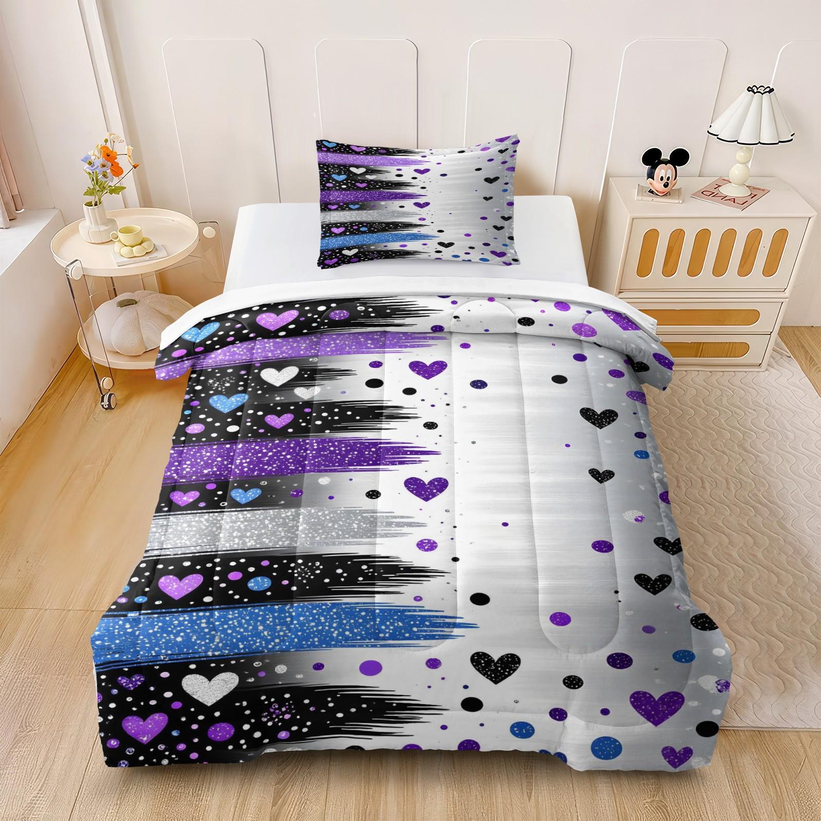 3pcs Valentine's Day Quilt Set, Soft Comfortable Lightweight Breathable Printed Bedding, Summer Quilt with 2 Pillowcases No Pillows Included