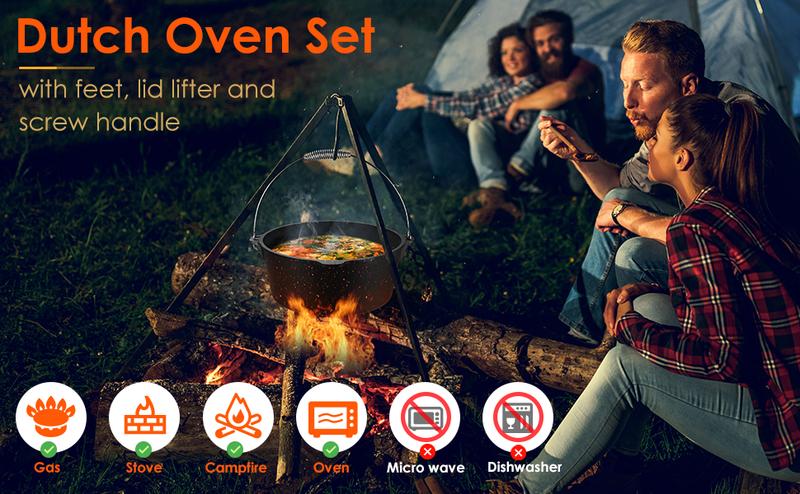 Cast Iron Dutch Oven with Lid, 13.2/8.5/7.8/5 Quart Dutch Oven Pot, Featuring Lid Lifter Handle & Stand, Plus Dual-Function Lid Griddle for Versatile Home Cooking, BBQ, and Baking, Black Cast Iron Dutch Oven with Lid, 13.2/8.5/7.8/5 Quart Dutch Oven Pot, Featuring Lid Lifter Handle & Stand, Plus Dual-Function Lid Griddle for Versatile Home Cooking, BBQ, and Baking, Black