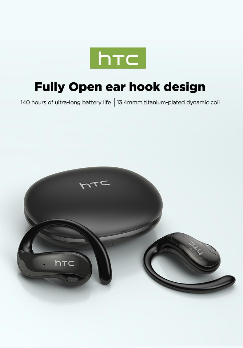 hTC NE19 Earphones True Wireless Bluetooth 6.0 OWS Headphones with Touch Control Lightweight Built-in Mic for Music Playing & Phone Calls