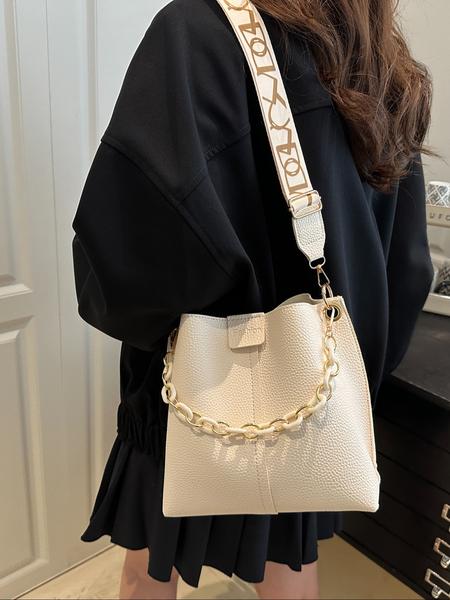 Women's PU Handbag, Casual Crossbody Shoulder Bag, Fashion Bucket Bag, Elegant Daily Use Accessory, Fashionable Bucket Bag, All Seasons