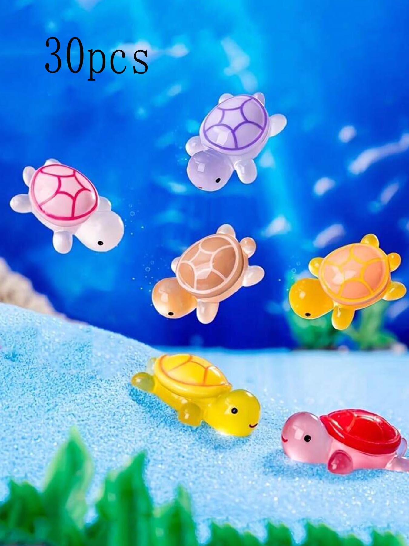 30pcs Glow-In-The-Dark 3D Turtle Figurines, Colorful, Translucent Plastic Decorations For DIY Crafts, Party Favors, Beach-Themed Events, Christmas and Halloween Decorations, Turtle Designs, Gifts For Children, Animal Figurines