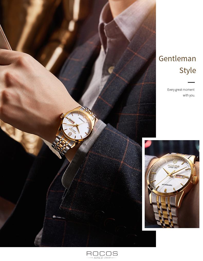 ROCOS Luxury Fully Automatic Mechanical Watch | High-End Stylish Design, Waterproof & Durable, Men's Minimalist Elegance, Showcasing Exceptional Taste