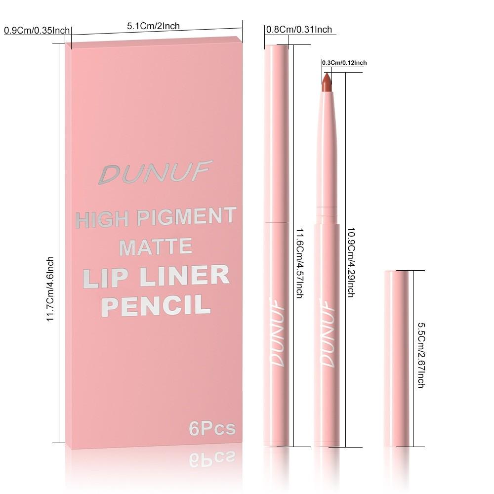 6pcs Lip Liner Pen Set Long-Lasting, Waterproof Sweatproof, Easy Coloring Non-fading Color Rendering Lip Gloss Set Beauty Makeup