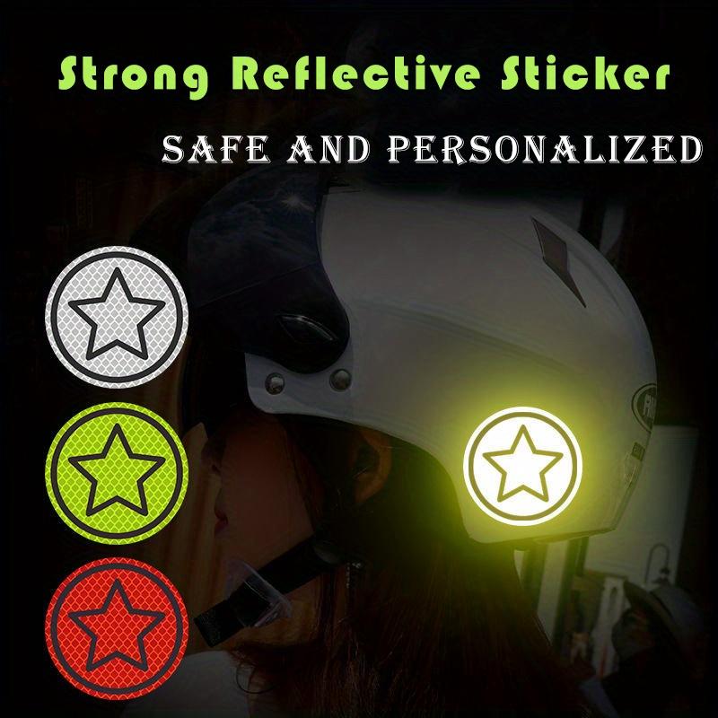 2-Pack Reflective Stickers for Motorcycle Helmets and Cars, Round and Star Pattern Reflective Warning Stickers for Safety