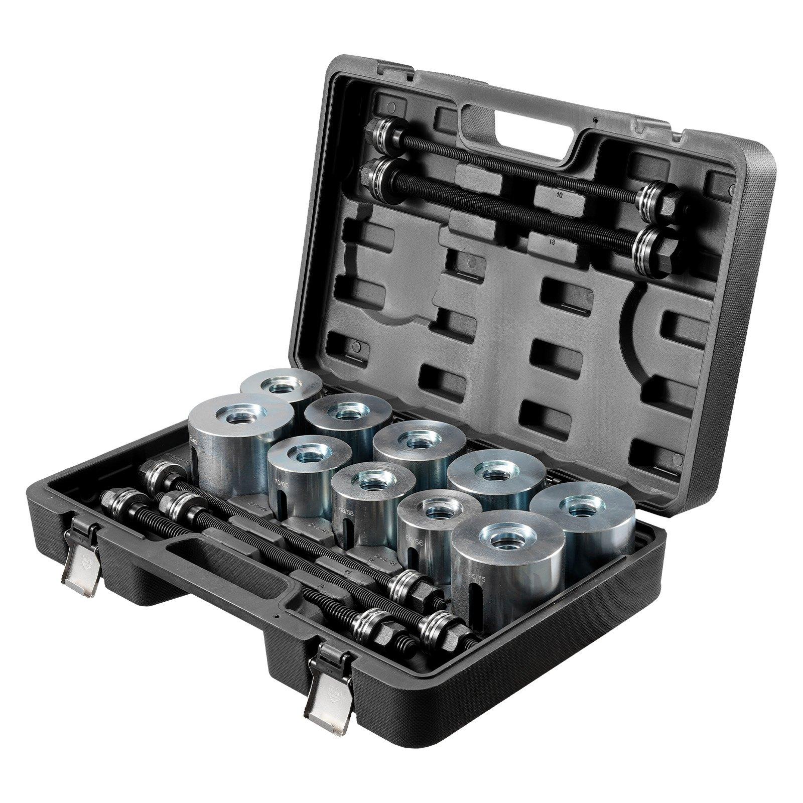 VEVOR Pull and Press Sleeve Kit, 27 PCS, Steel Bush Removal Insertion Sleeve Tools with Carrying Case, Compatible with LCV and HGV Engines, for Removing and Installing Bushings, Bearings, and Seals VEVOR Pull and Press Sleeve Kit, 27 PCS, Steel Bush Removal Insertion Sleeve Tools with Carrying Case, Compatible with LCV and HGV Engines, for Removing and Installing Bushings, Bearings, and Seals