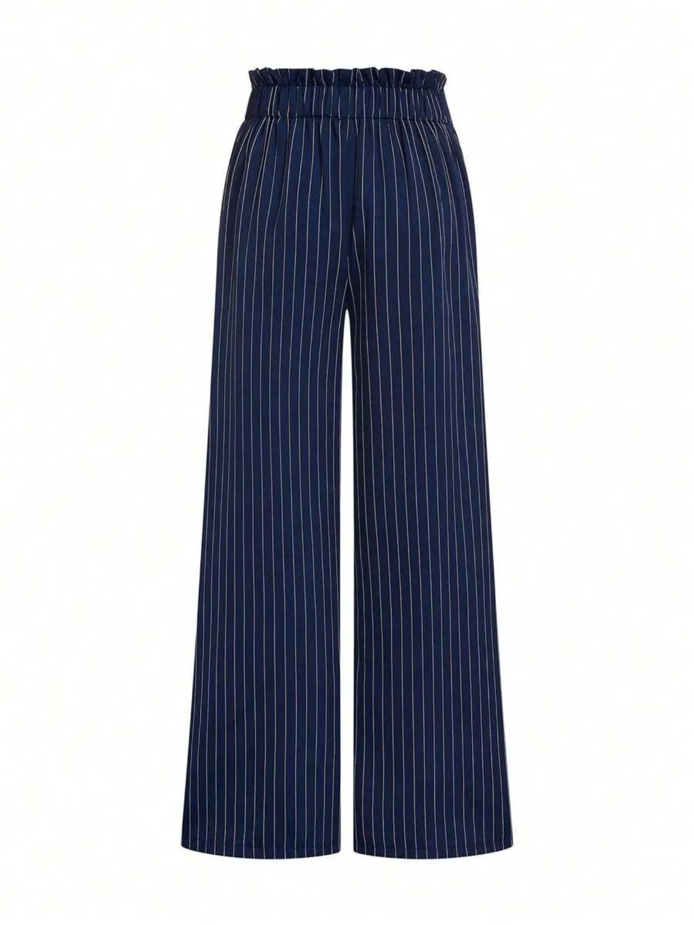 Women's Striped Wide Leg Straight Leg Suit Pants, Elegant Fashion Casual Trousers, Suitable for Office and Business, All Seasons