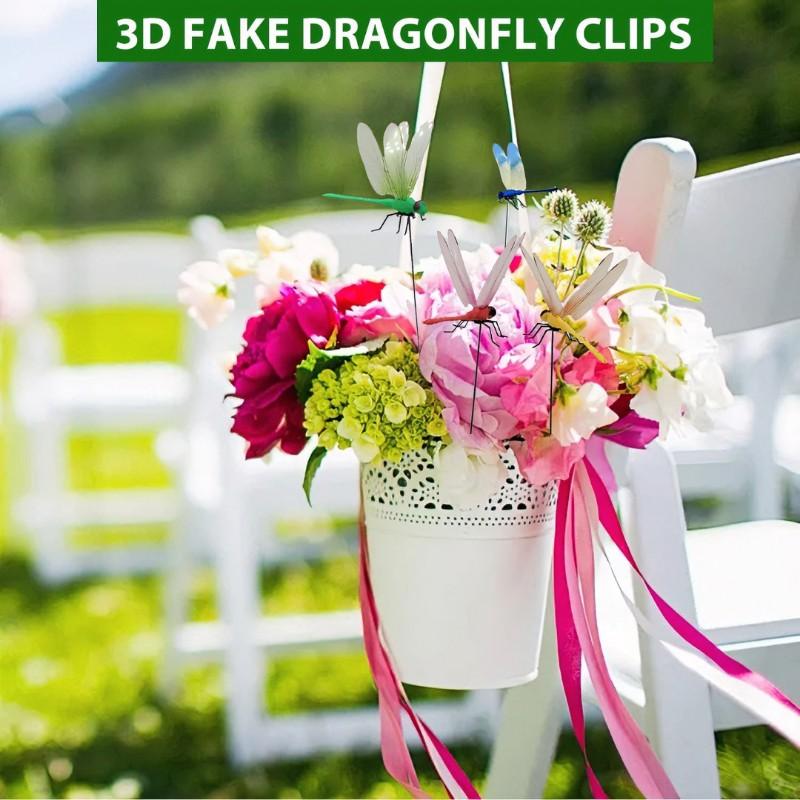 12/28 PCS 3D Dragonfly Garden Decor, Dragonfly Stakes Outdoor Art, Fly Deterrent & Bird Scare, DIY Lawn Patio Aesthetic Ornaments, Unique Home & Garden Gifts