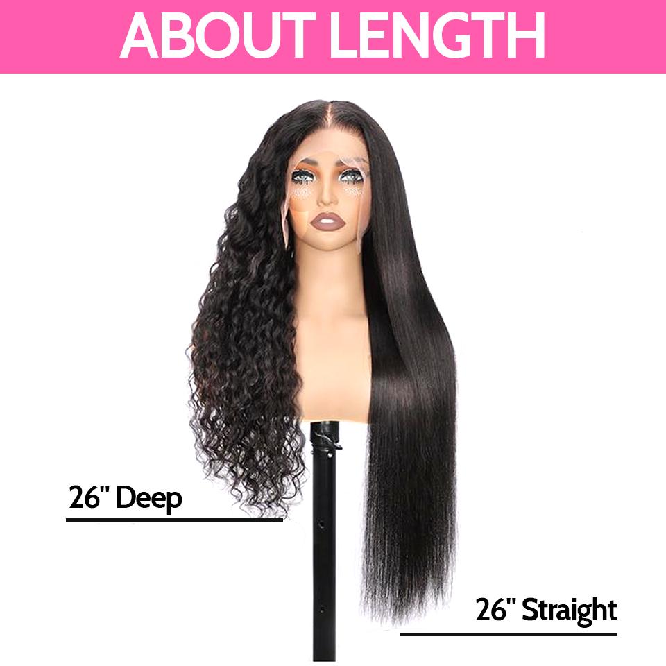Yawawe Hair 28/30inch 13x6 Lace Frontal Wigs human hair 7x5 Wear Go Glueless Wigs Natural Black Straight lace front human hair wig For Women Medium Size Cap Pre-plucked Pre-bleached Transparent Lace Wigs With Baby Hair Customizable
