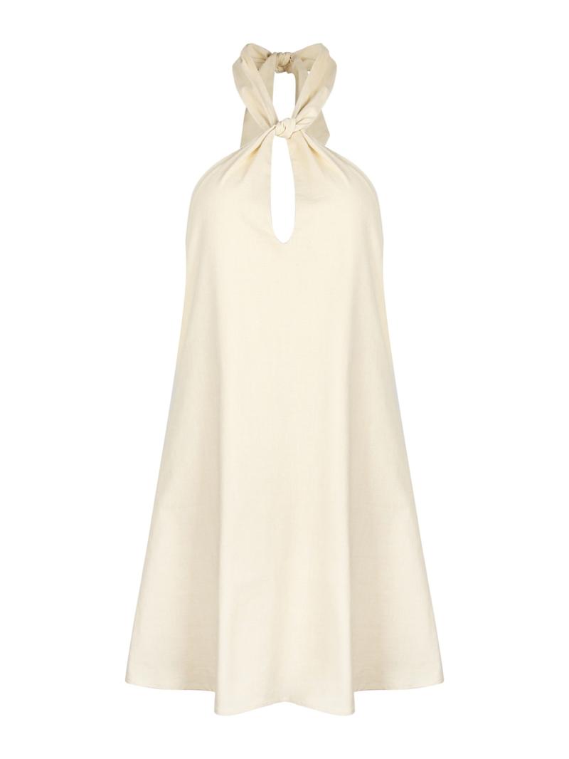 Women's Solid Color Halter Neck Dress, Casual Sleeveless Dress for Summer, Ladies Clothes for Beach Holiday Vacation