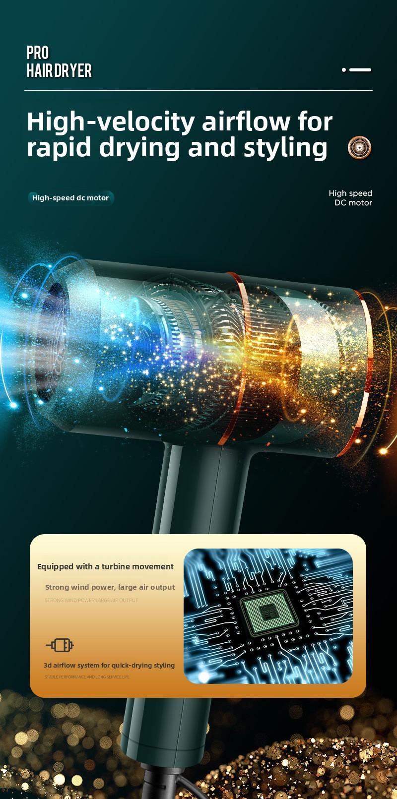 Hair dryer with hot and cold air for student dormitories, cross-border, high-power, suitable for hair salons and home use, with blue light feature
