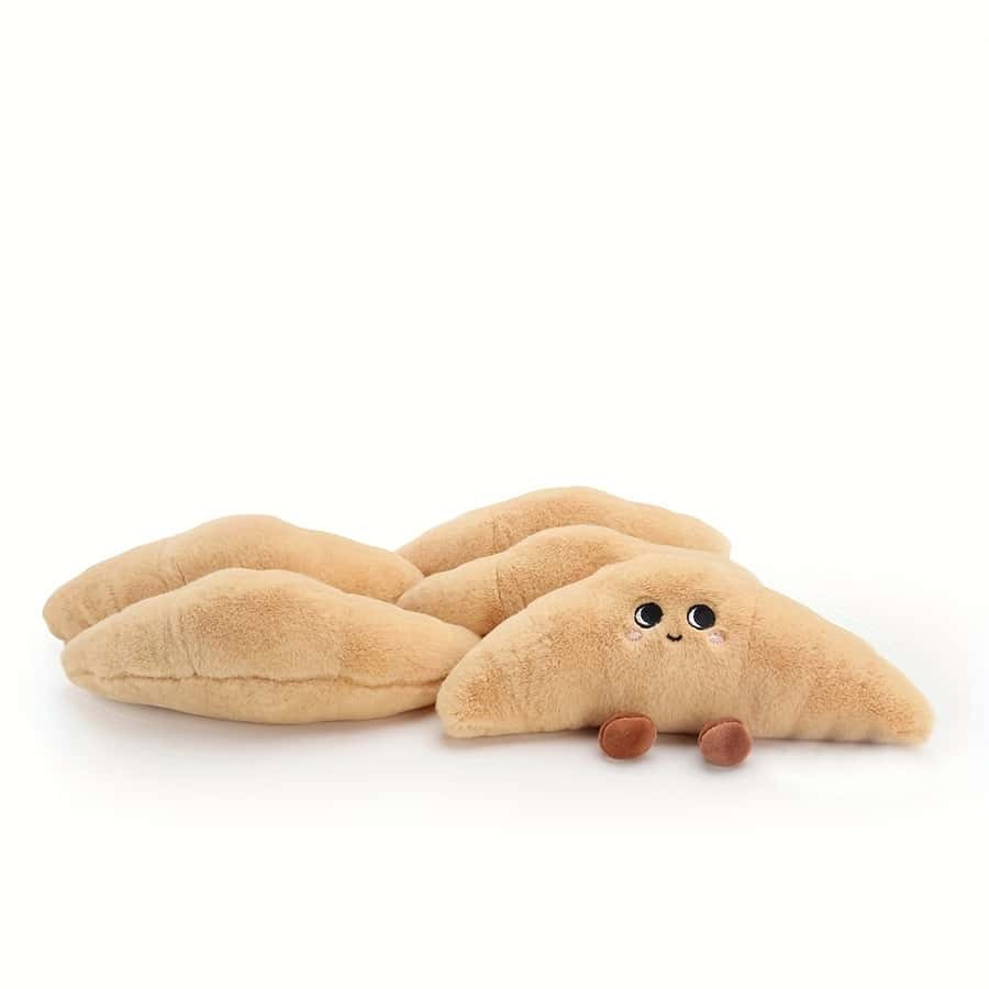 Cute Mini Croissant Cheese Plush Toy, Soft Fluffy Food Shape Doll, Adorable Cartoon Bread Cheese Stuffed Animal, Kids Birthday Gift, Home Decor