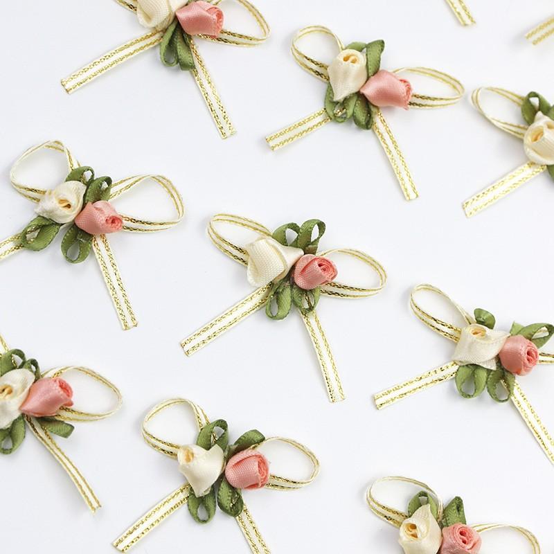 20 Pcs Rose Flower Bows 4.5cm, Mixed Colors, DIY Craft & Gift Wrapping, Wedding, Holiday, Birthday Party, Home Decor