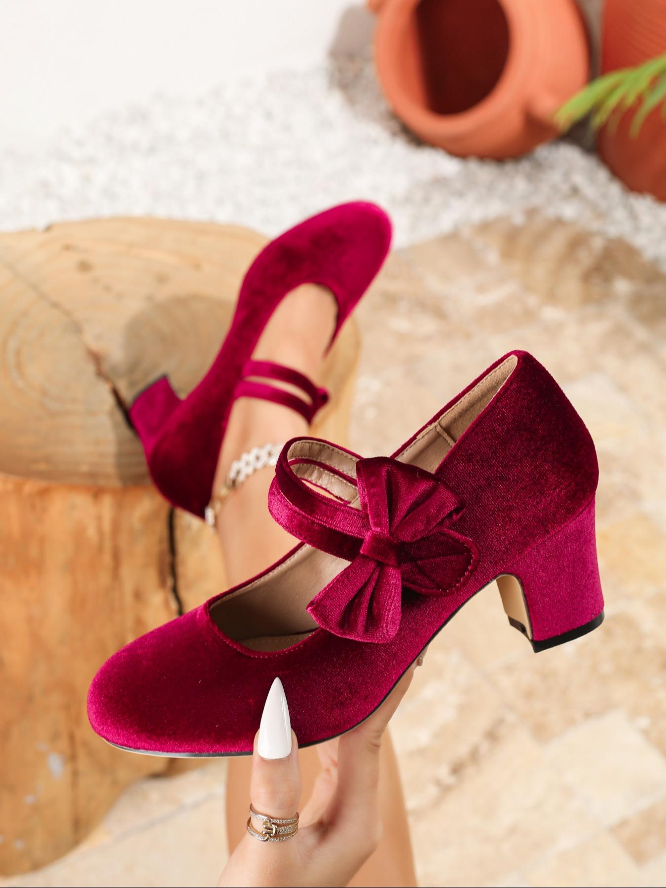 Women's Elegant Bowknot Design Mary Janes Pumps, Fashionable Solid Color Round Toe Thin Heels for Party, Daily Clothing Decor for Women & Girls, Classy, High Heel