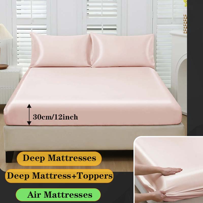 Silky Polyester Satin Bedding Set, Satin Bed Sheets, Soft Breathable Fabric, Perfect for Home Bedroom Dormitory Hotel Use, Valentine's Day New Year Gift Idea