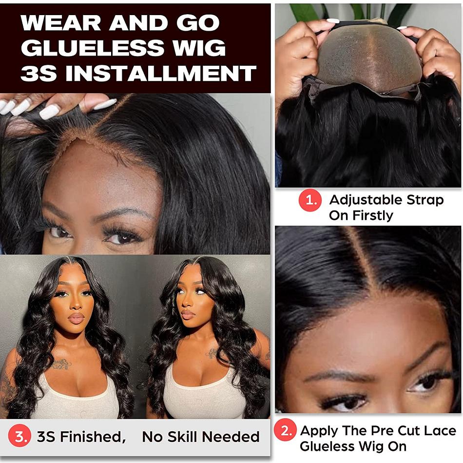 Human Hair 30 38 Inch Body Wave Glueless Wigs Pre Cut 5x5 Lace Closure Wig Brazilian 9x6 HD Lace Front Wig For Women 180% Density Pre Plucked Hairline Bleached Knots