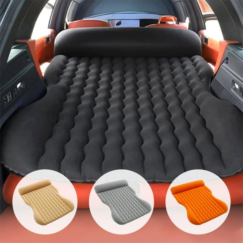 Plush Car Back Seat Inflatable Air Mattress, Portable Airbed, Rear Seat Bed, Free Electric Pump Included, Ideal for Road Trips, Camping, Suv/car Travel, Leak-Proof Thick Air Bed