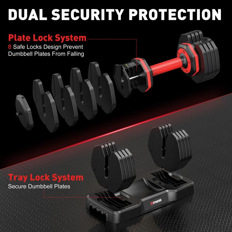 Bearbro 5-25LB / 15-55LB Adjustable Dumbbell for Home Gym Equipment, 5 in 1 Quickly Adjustable Weights Plates and Rack, Hand Weights Suitable Women and Men, Full Body Workout Fitness